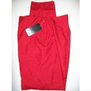 Dana Buchman Red Silk Embroidered Crop Pants sz 4